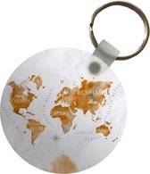 Porte-clés - Carte - Or - Monde - Plastique - Rond