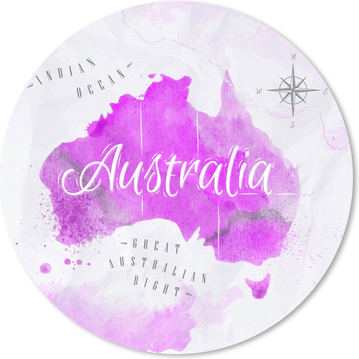 Muismat rond 30x30 cm - Mousepad Wereldkaart - Australië - Roze - Ronde muismatten