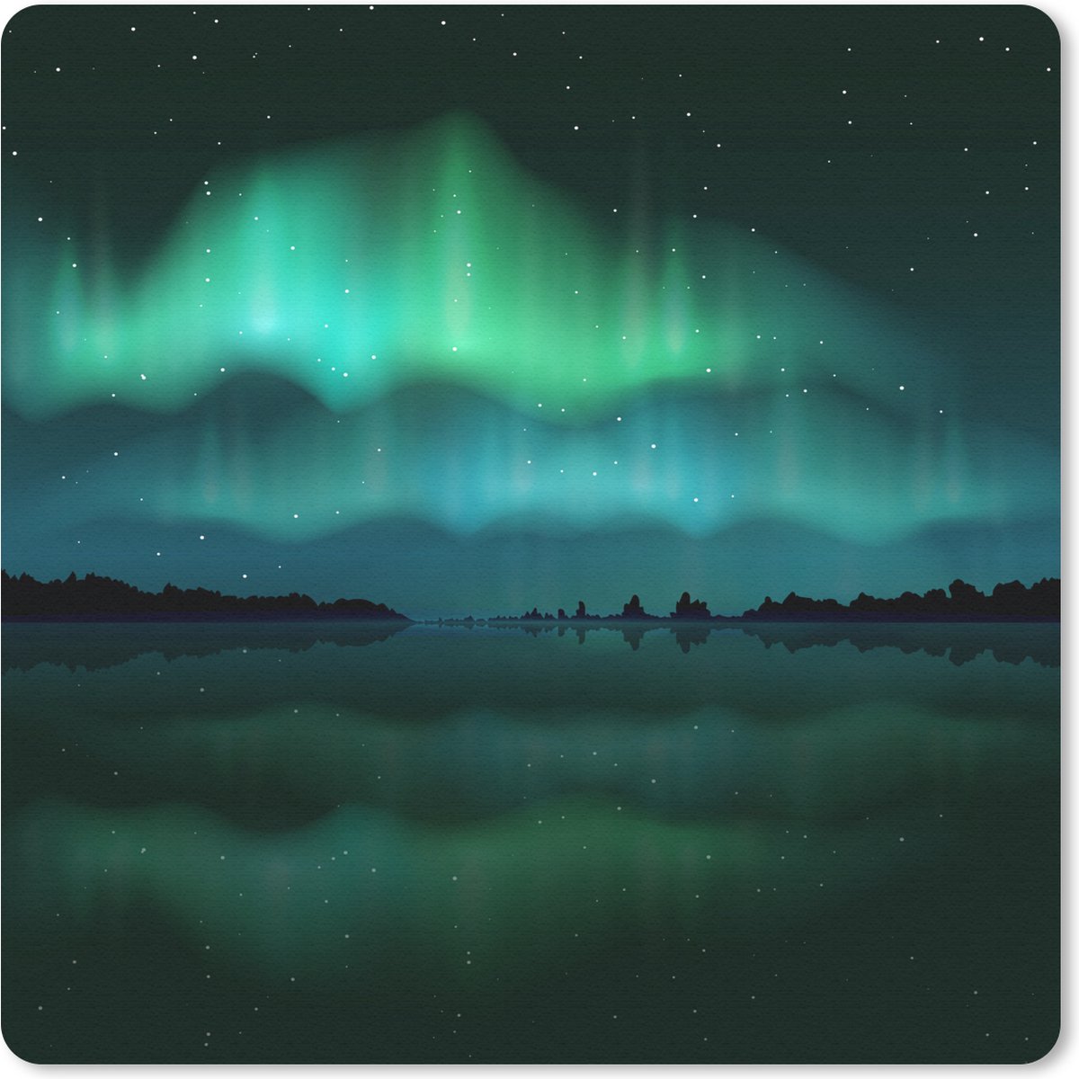 Muismat 30x30 cm - Mousepad Noorderlicht - Sterrenhemel - Nacht - Muismatten