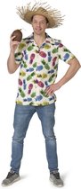 Funny Fashion - Natuur Groente & Fruit Kostuum - Tropisch Samba Costa Rica Ananas Shirt Man - Wit / Beige, Multicolor - Maat 48-50 - Carnavalskleding - Verkleedkleding