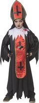 Funny Fashion - Monnik & Pater & Priester Kostuum - Horror Paus Duistere Religie Kind Kostuum - Rood, Zwart - Maat 164 - Halloween - Verkleedkleding