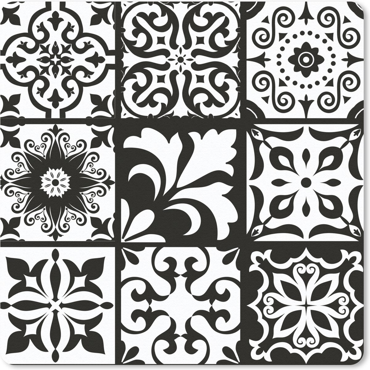 Muismat 20x20 cm - Mousepad Patronen - Zwart - Wit - Bloemen - Abstract - Muismatten