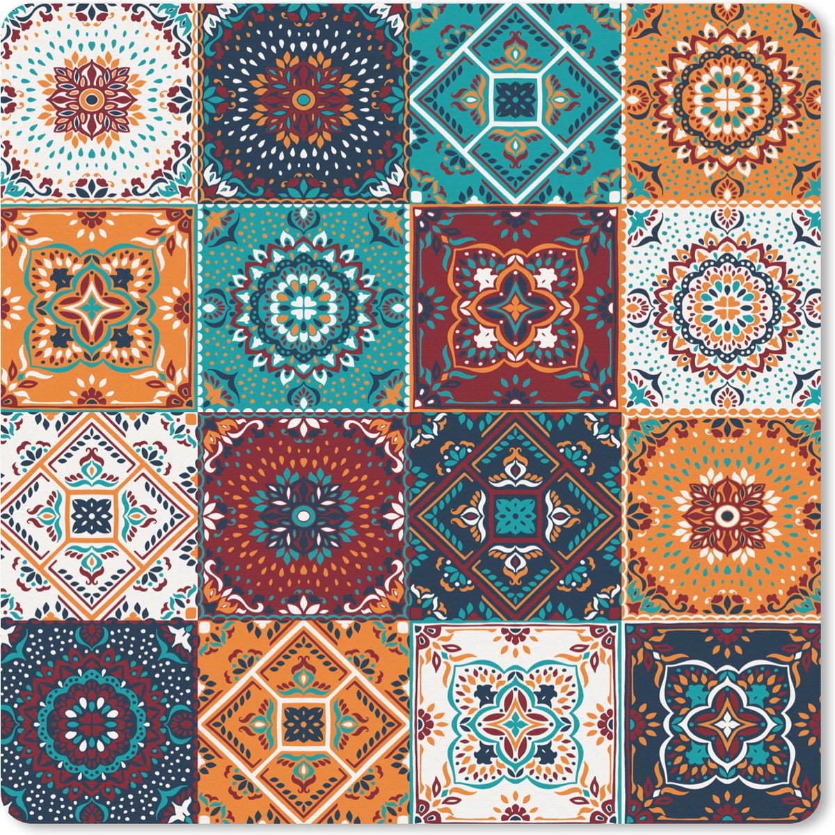 Muismat 30x30 cm - Mousepad Retro - Bladeren - Design - Oranje - Bruin - Muismatten
