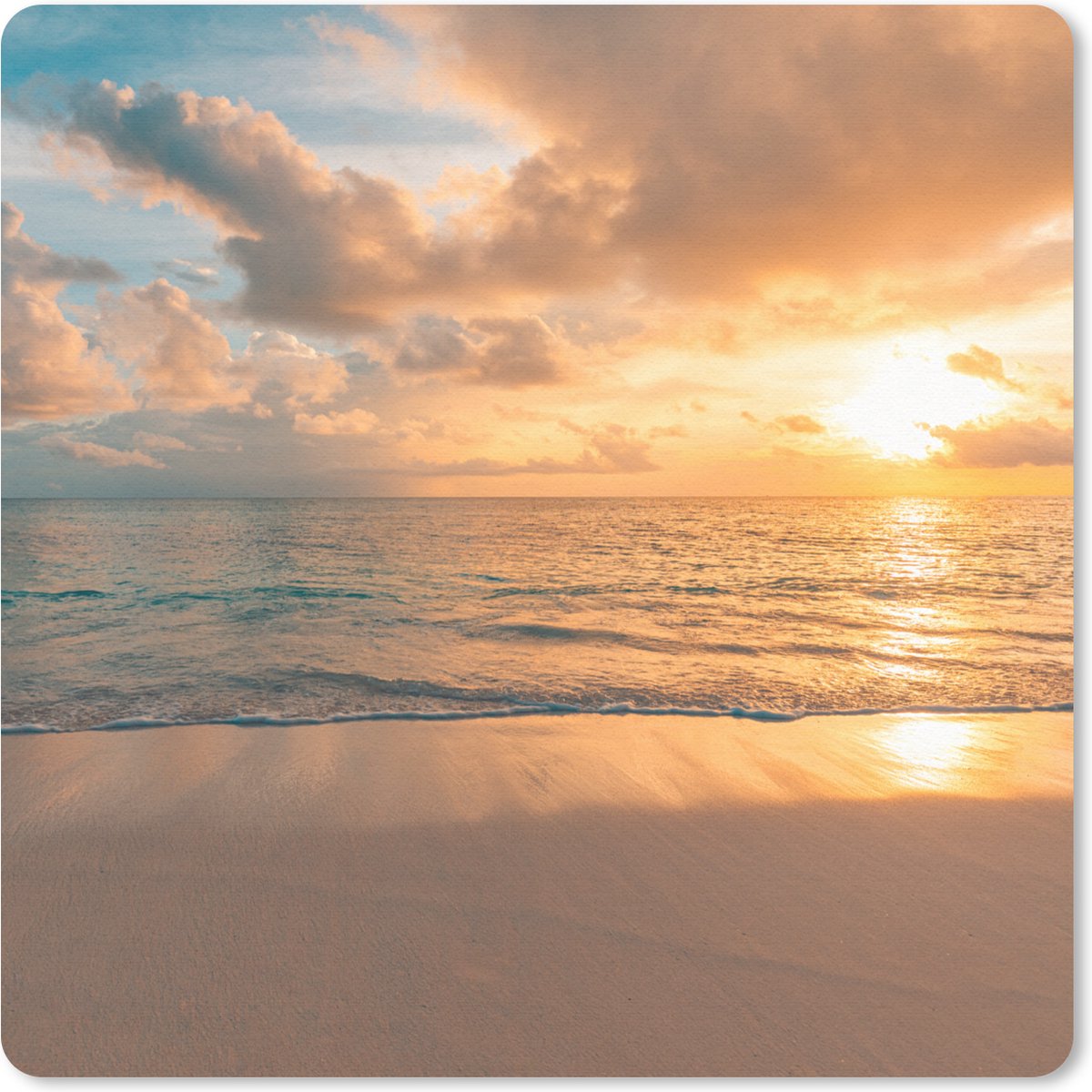 Muismat 30x30 cm - Mousepad Strand - Zomer - Zonsondergang - Wolken - Zee - Muismatten