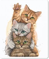 Muismat - Mousepad - Katten - Illustratie - Huisdieren - Poes - 19x23 cm - Muismatten