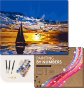 ARTECO® Schilderen Op Nummer – Painting By Numbers – Volwassenen + Kinderen – Met Frame – Zeilboot op zee - Cadeau