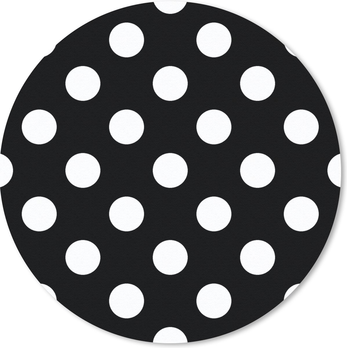 Muismat rond 50x50 cm - Mousepad Stippen - Patronen - Zwart Wit - Ronde muismatten
