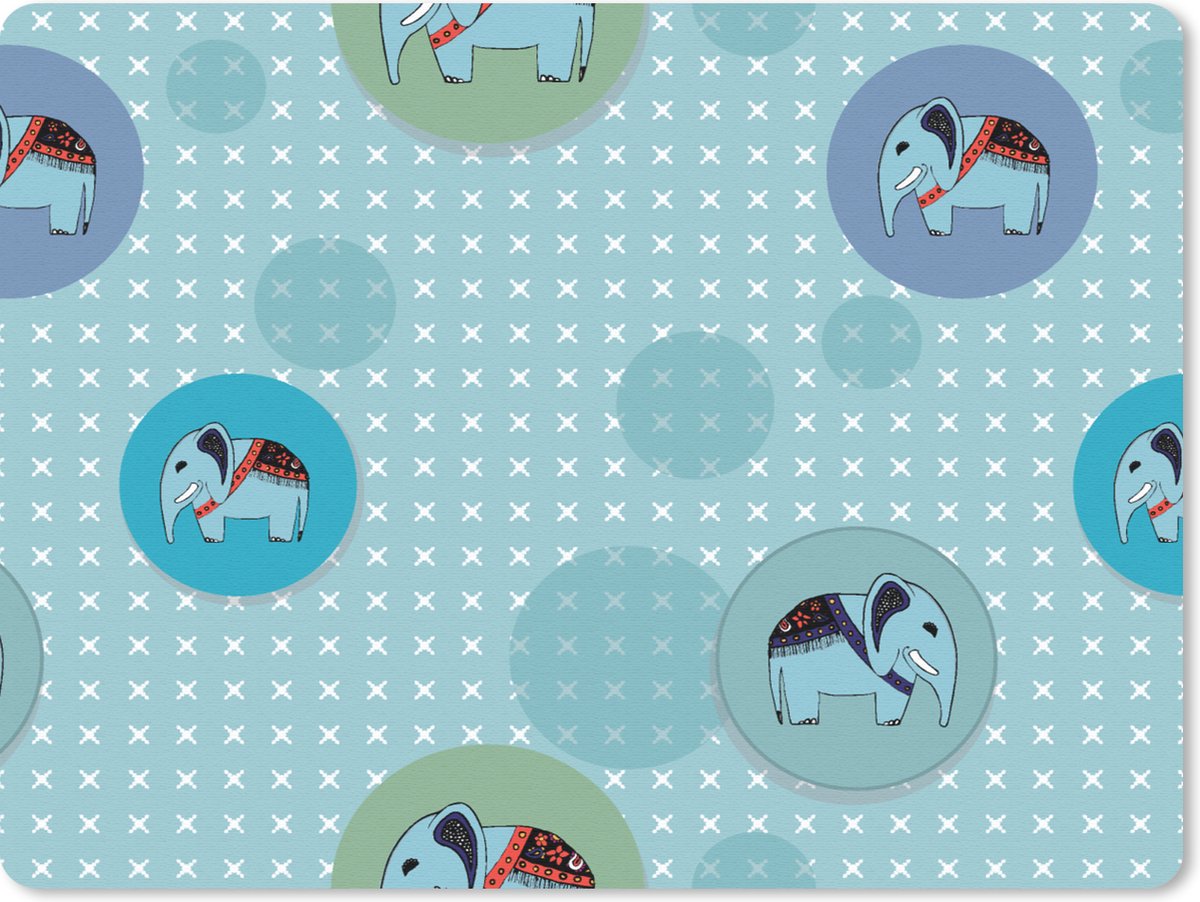 Muismat 23x19 cm - Mousepad Olifant - Stippen - Design - Muismatten