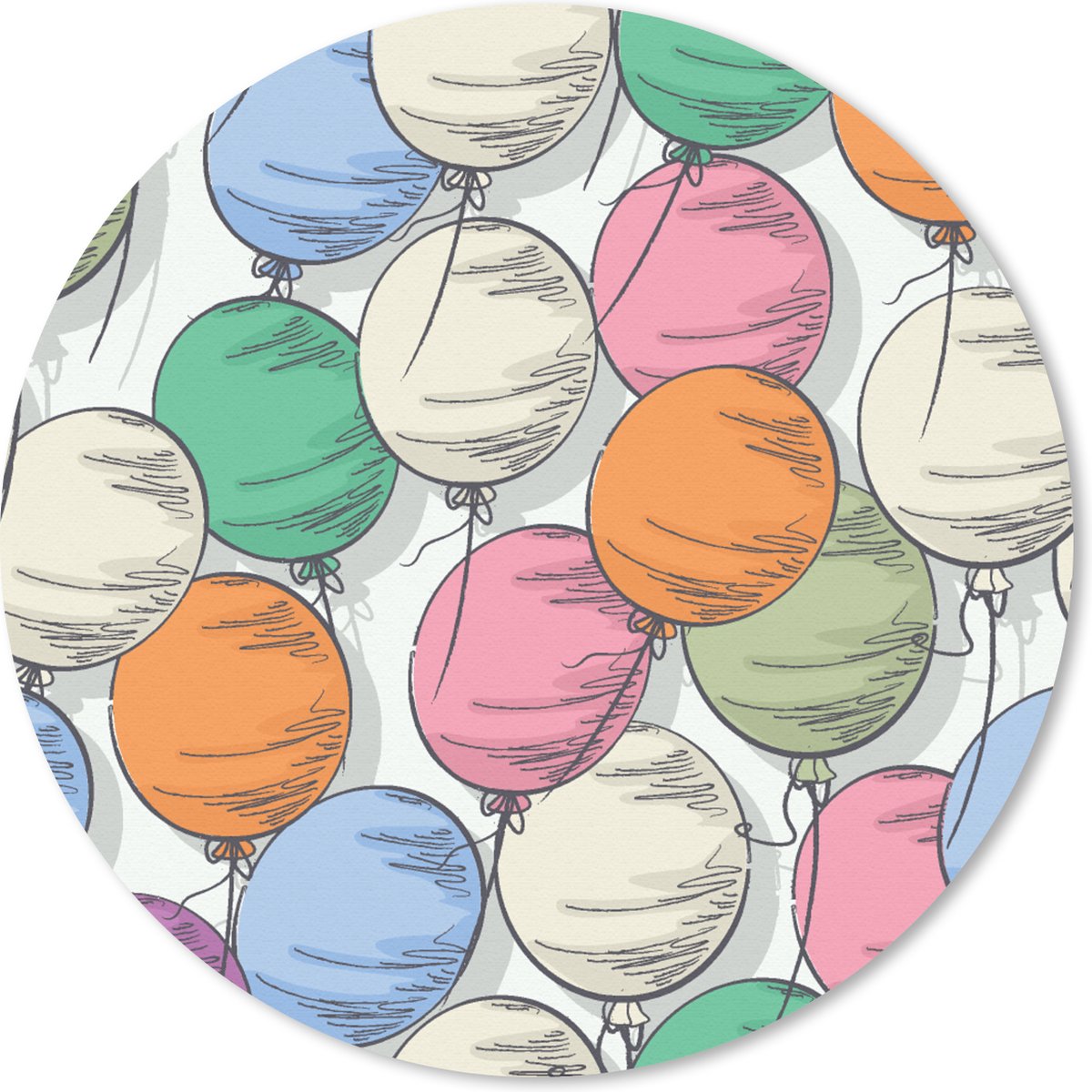 Muismat rond 50x50 cm - Mousepad Ballonnen - Patroon - Feest - Ronde muismatten