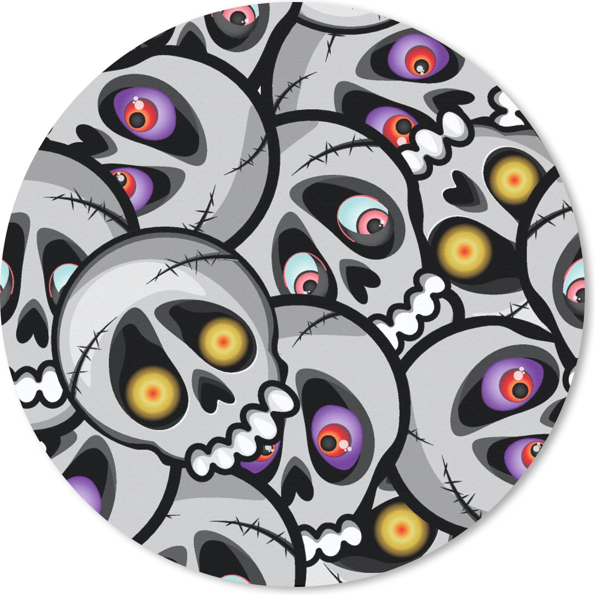 Muismat rond 20x20 cm - Mousepad Schedel - Patroon - Ogen - Ronde muismatten