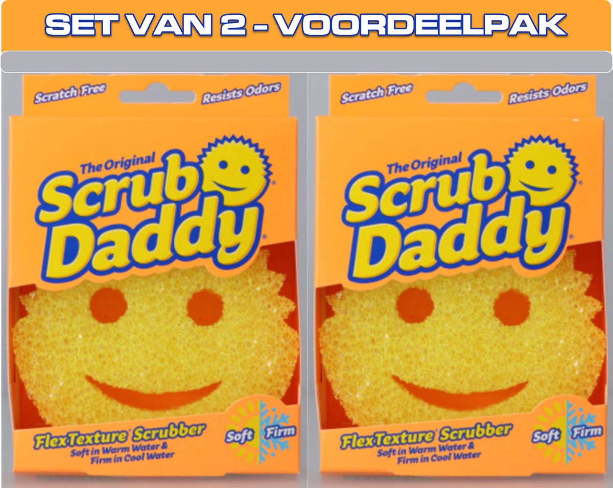 Scrub Daddy Original voordeelpak - Spons Geel - Anti Kras - warm en koud water - tiktok en tv