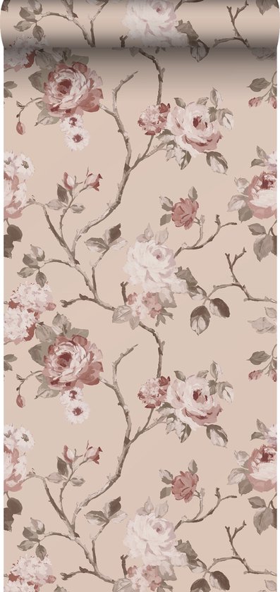 ESTAhome behang vintage bloemen oudroze - 139476 - 0.53 x 10.05 m