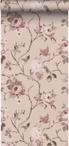 ESTAhome papier peint fleurs vintage vieux rose - 139476 - 0,53 x 10,05 m
