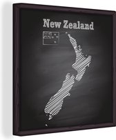 Une illustration d'une carte de craie noire de Nouvelle-Zélande 90x90 cm - Tirage photo sur toile (Décoration murale salon / chambre) / Mer et plage
