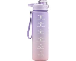 Sunnytree - Bouteille d'eau - Avec marqueur de temps - Grande bouteille d'eau de 1 litre - Bouteille étanche avec heures de consommation, parfaite pour l'école, la gym, le fitness, les voyages, les sports de plein air