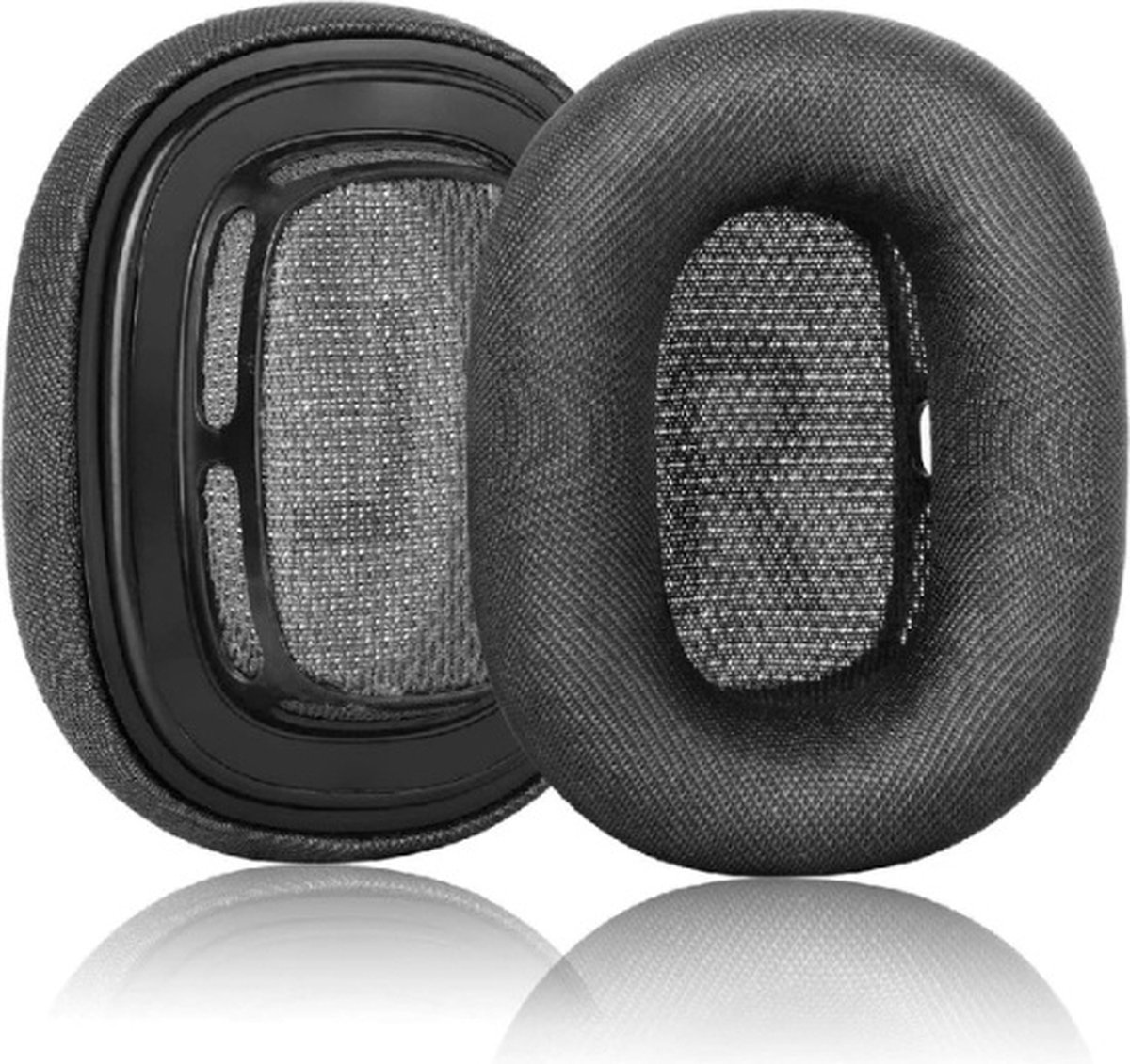 Lederen Koptelefoon Oorkussens Geschikt voor Apple Airpods Max – Memory Foam Earpads Set – Spacegrijs (Zwart)