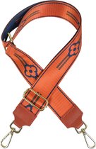 Qischa® Bag strap - Tassenriem - Schouderband - Schouderriem - Tassen Riem - Tas Hengsel - Verstelbare Riem - oranje, blauw - gouden hardware