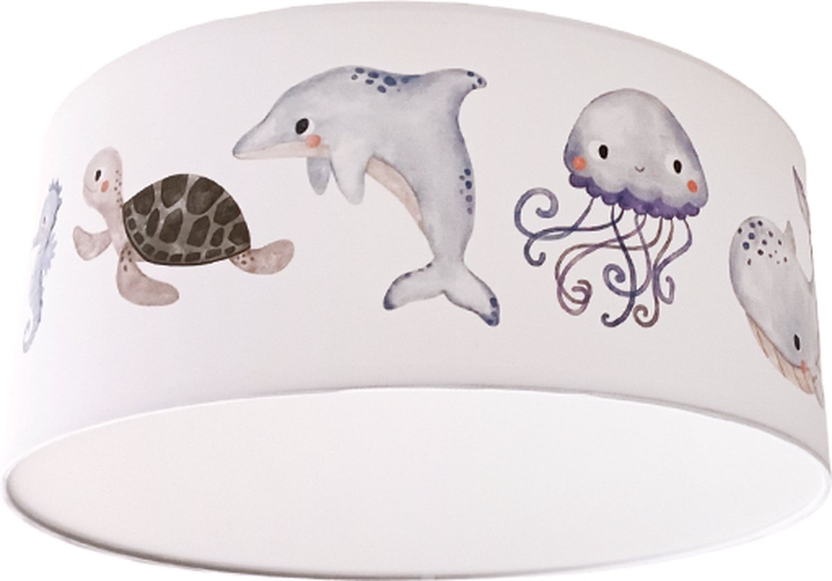 Plafondlamp Zeedieren wit- Kinderkamer plafondlamp - Plafondlamp Under the sea - Lamp voor aan het plafond