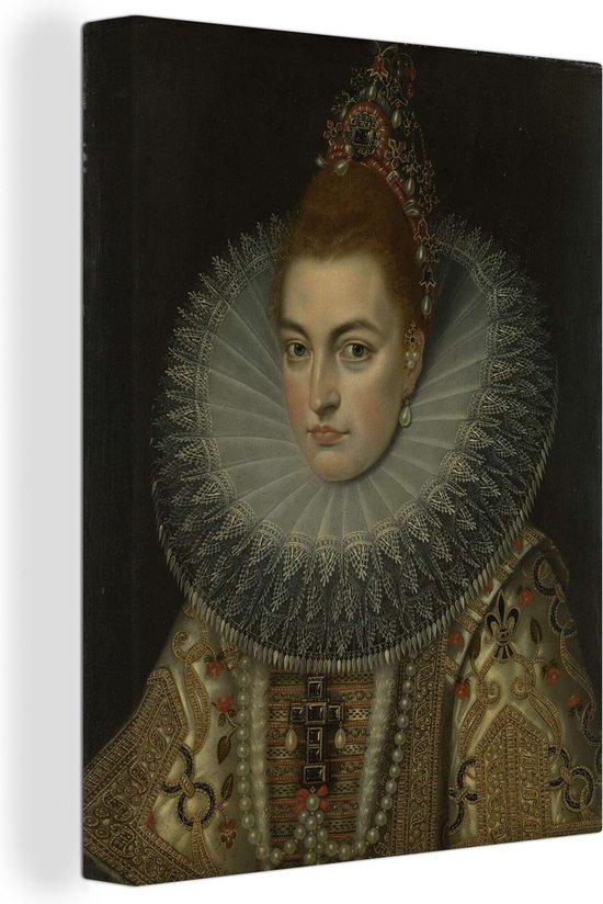 Canvas Schilderij Portret van Isabella Clara Eugenia - schilderij van Frans Pourbus de Jongere - 90x120 cm - Wanddecoratie