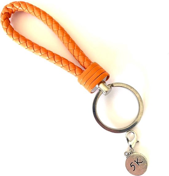 Sleutelhanger - Oranje - Hardlopen - 5 kilometer - Running - Sport - Hanger - Leer - Kleur - Sportsieraad - Sieraad - Sportsieraden - Sieraden - Team - Teamkado