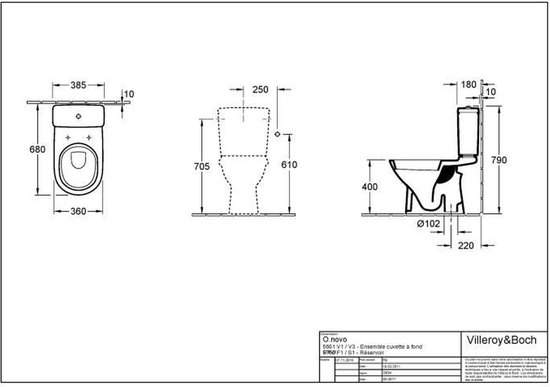 VILLEROY & BOCH O.novo WC stand-up kit Plus verticale afvoer | bol.com