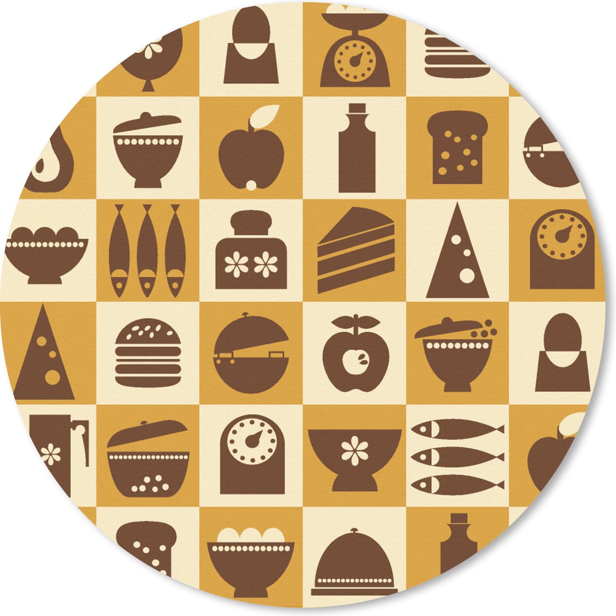 Muismat rond 30x30 cm - Mousepad Keuken - Koken - Vintage - Patronen - Ronde muismatten