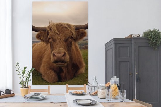 Tableau sur toile Highlander écossais - Animaux - Berg - 120x180 cm - Décoration murale XXL