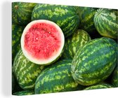 Canvas Schilderij Fruit - Watermeloen - Roze - 30x20 cm - Wanddecoratie