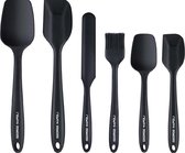 Ensemble de spatules en Siliconen George Napoli 6x Zwart | Grattoir à casseroles | Cuillère | Ustensiles de cuisine | Accessoires de barbecue | Brosse à huile | Ensemble d'ustensiles de cuisine