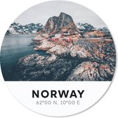 Muismat - Mousepad - Rond - Noorwegen - Scandinavië - Bergen - Winter - 30x30 cm - Ronde muismat