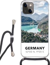 Hoesje met koord Geschikt voor iPhone 13 Mini - Duitsland - Bergen - Meer - Siliconen - Crossbody - Backcover met Koord - Telefoonhoesje met koord - Hoesje met touw