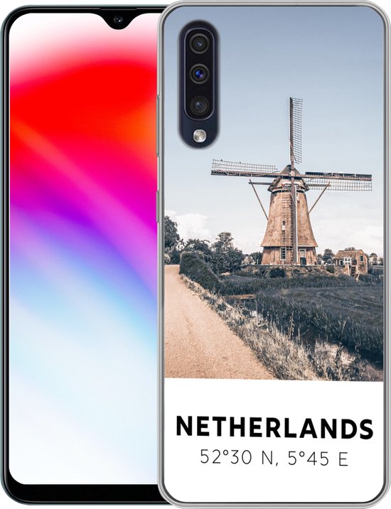 Coque Samsung Galaxy A50 - Pays- Nederland - Moulin à vent - Prairie - Coque de téléphone en Siliconen