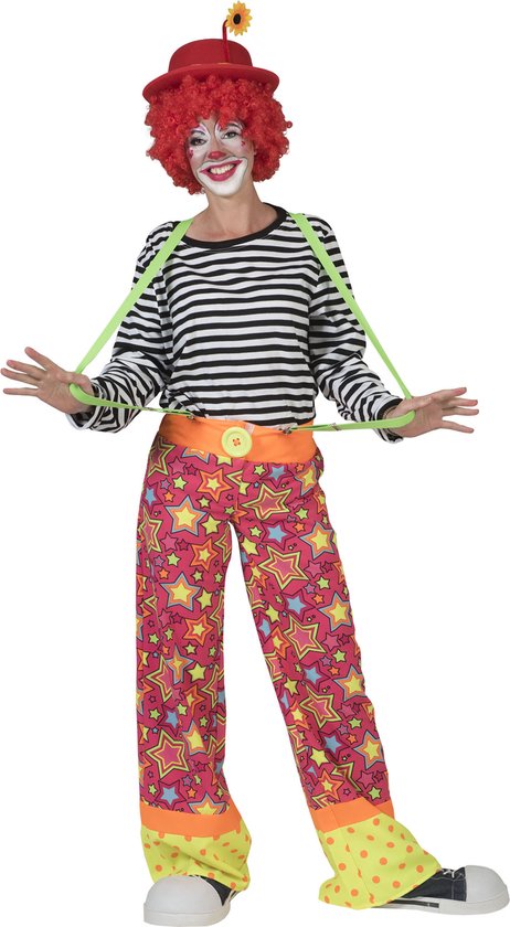 Funny Fashion - Clown & Nar Kostuum - Clownsbroek Canadia Vrouw - Multicolor - Maat 44-46 - Carnavalskleding - Verkleedkleding