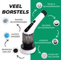 Illustratie van de veelzijdige opzetstukken van de elektrische schrobborstel.