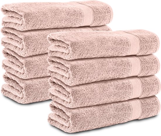 Komfortec 8x Handdoek 50x100 - 100% Katoen – Handdoekenset - Zacht - Roze
