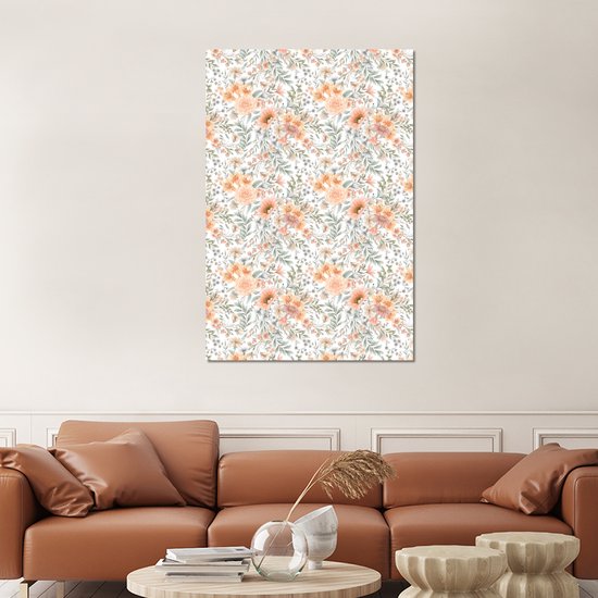 Wanddecoratie Metaal - Aluminium Schilderij Industrieel - Bloemen - Patronen - Pastel - 100x150 cm - Dibond - Foto op aluminium - Industriële muurdecoratie - Voor de woonkamer/slaapkamer