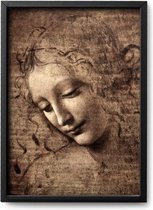 Poster Leonardo Da Vinci – A2 - 42 x 59,4 cm - Inclusief lijst (Zwart Aluminium)