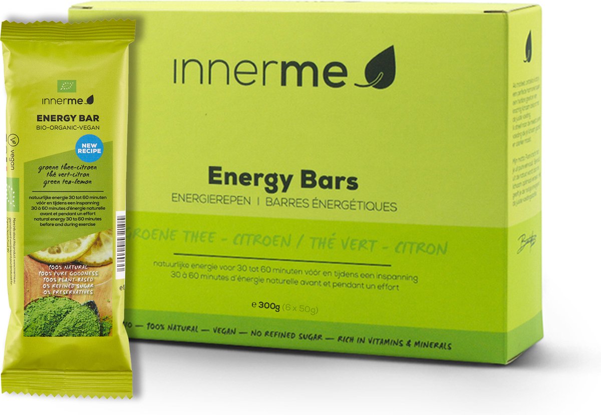 Innerme Energy Bars 'Groene Thee-Citroen' - bio & vegan sportreep - 6 energierepen 50g