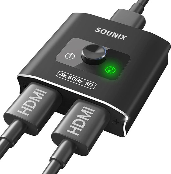 Sounix Bi-Directional HDMI Switch - 4k@60Hz - HDMI Switch 2 Poorts - In 1 Uit / 1 in... | bol.com