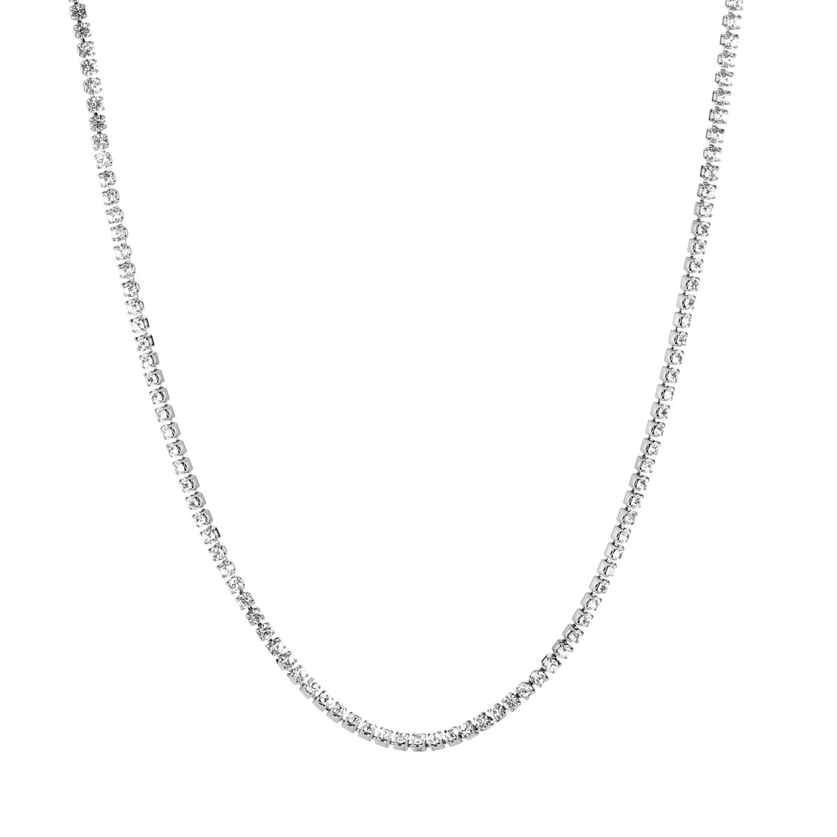 Ketting met diamantjes - Michelle Bijoux - Kerst ketting - Kerst collectie - Ketting voor kerst - 40 + 5 cm - Stainless Steel - Zilveren ketting - Zilver - Ketting met diamantjes - Kerst - Kerst sieraden - Sinterklaas - Valentijn