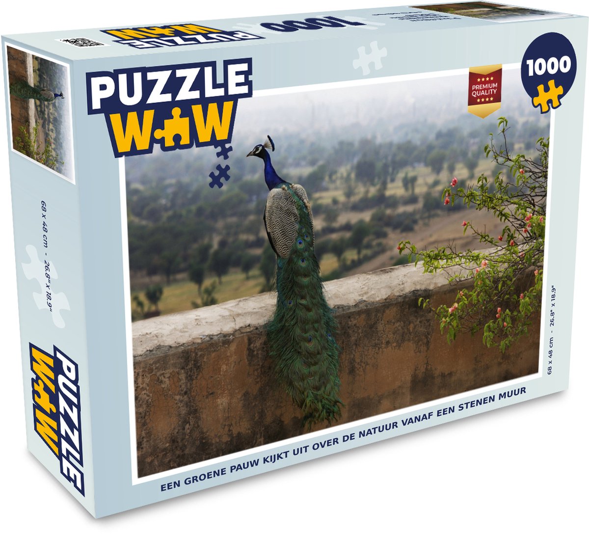 Puzzel Pauw - Muur - Natuur - Legpuzzel - Puzzel 1000 stukjes volwassenen