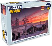 Puzzel Het ochtendlicht komt op voor enkele huisjes in Lapland - Legpuzzel - Puzzel 1000 stukjes volwassenen