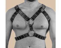 PU leren harnas "Gladiator" voor mannen // Kinky bondage BDSM club wear // Zwart & zilver