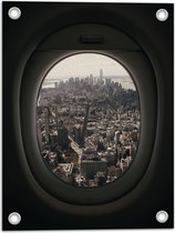 WallClassics - Tuinposter – Uitzicht over Wereldstad vanuit Vliegtuig - 30x40 cm Foto op Tuinposter  (wanddecoratie voor buiten en binnen)