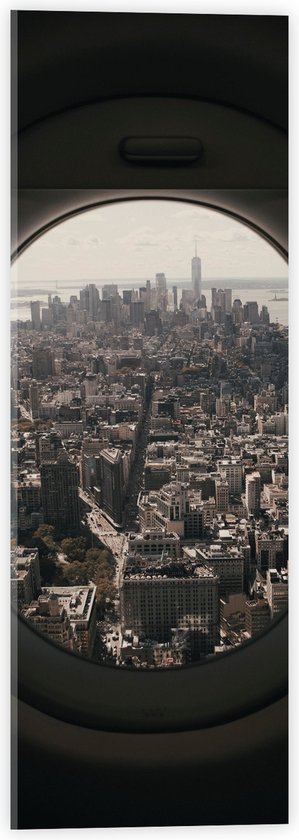 WallClassics - Acrylglas - Uitzicht over Wereldstad vanuit Vliegtuig - 20x60 cm Foto op Acrylglas (Met Ophangsysteem)