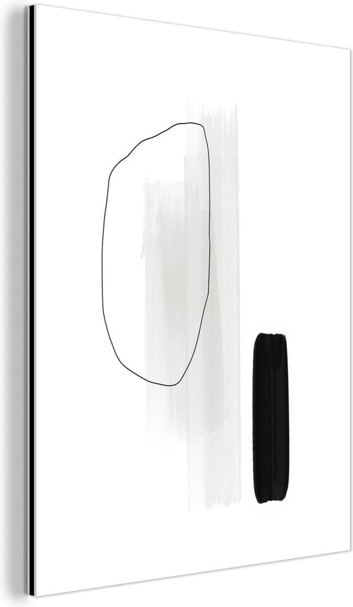 Wanddecoratie Metaal - Aluminium Schilderij Industrieel - Line art - Acrylverf - Minimalisme - 30x40 cm - Dibond - Foto op aluminium - Industriële muurdecoratie - Voor de woonkamer/slaapkamer
