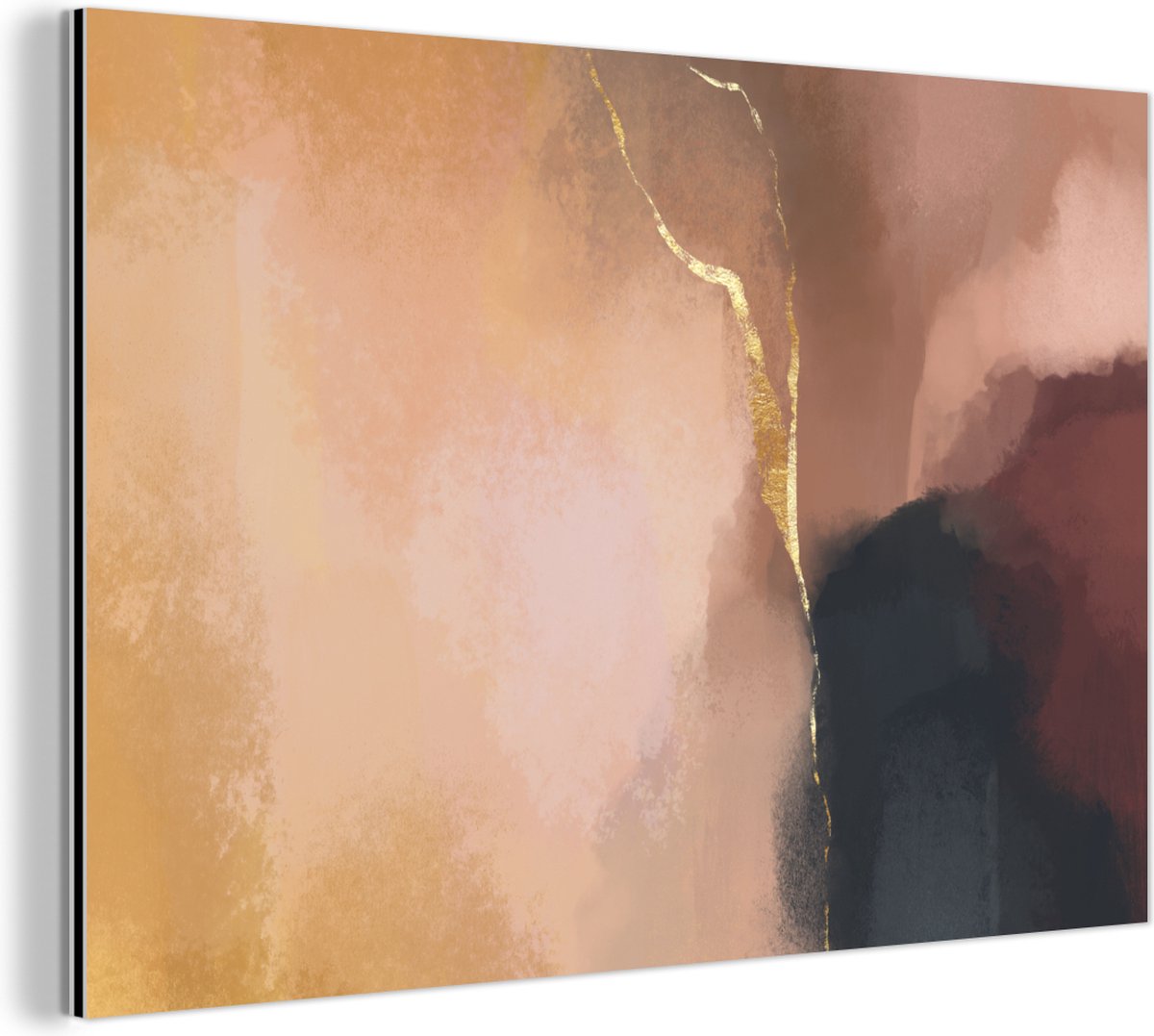 Wanddecoratie Metaal - Aluminium Schilderij Industrieel - Abstract - Verf - Pastel - 30x20 cm - Dibond - Foto op aluminium - Industriële muurdecoratie - Voor de woonkamer/slaapkamer