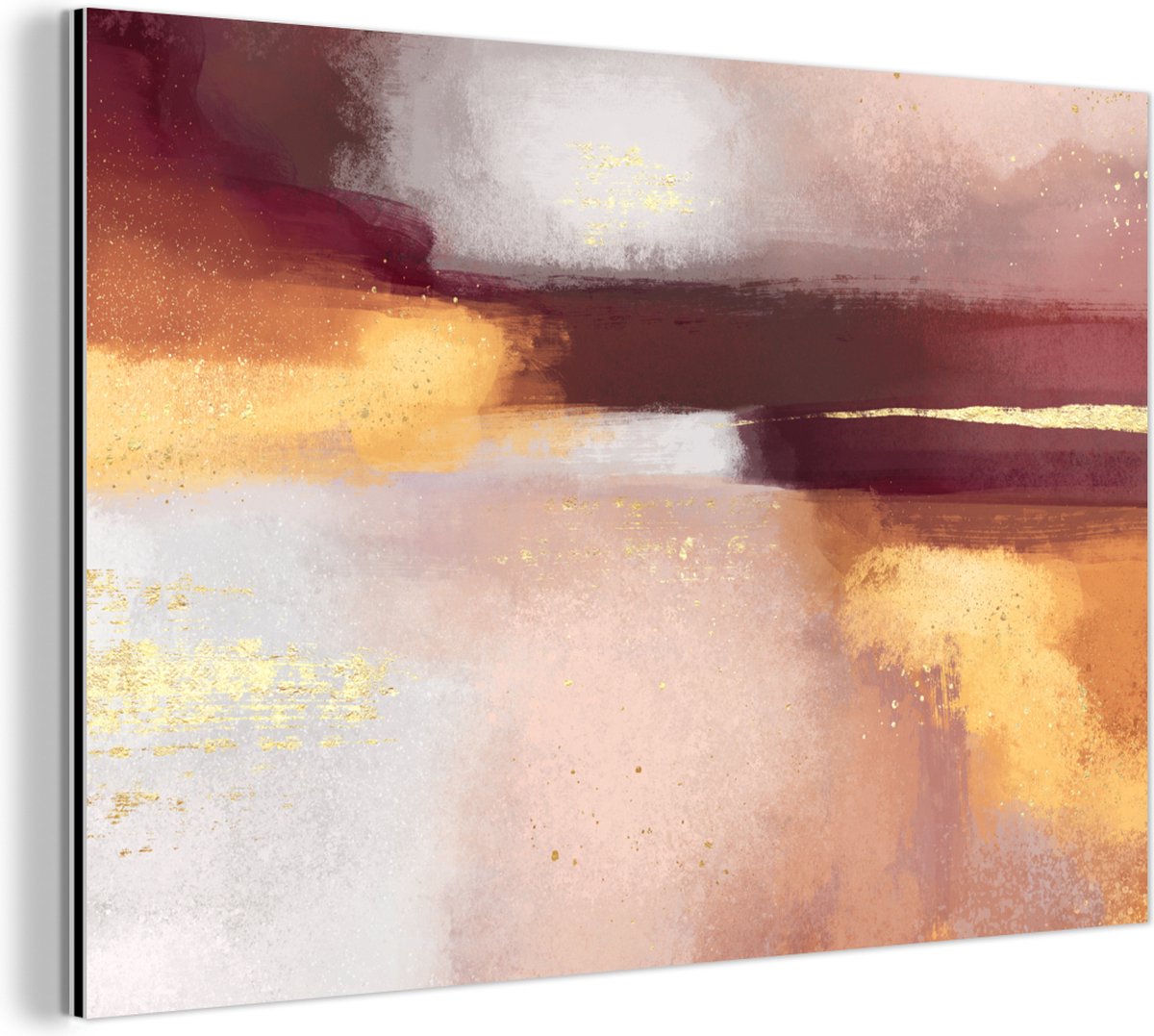 Wanddecoratie Metaal - Aluminium Schilderij Industrieel - Verf - Abstract - Pastel - 90x60