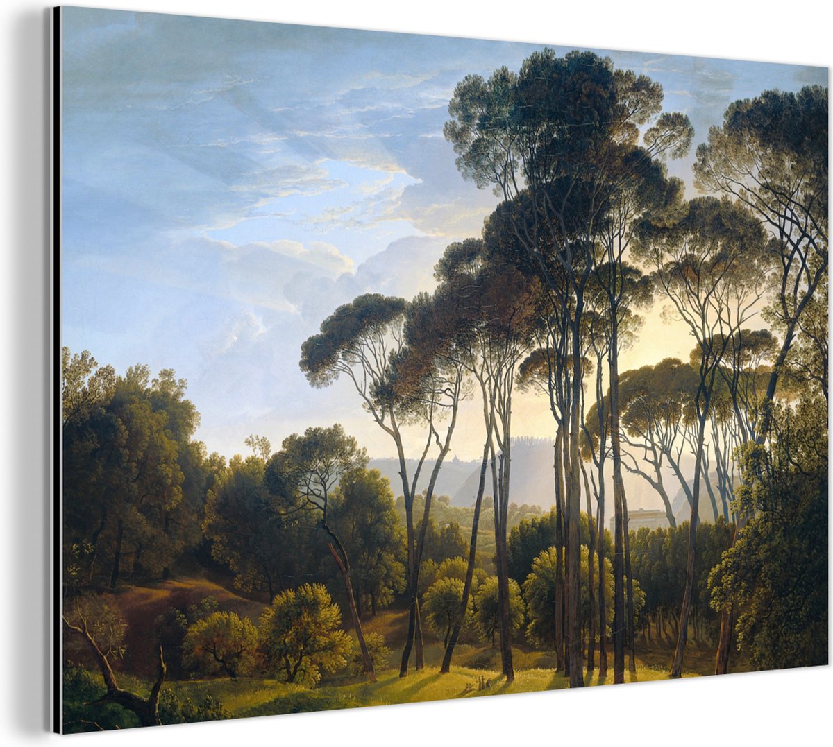 Wanddecoratie Metaal - Aluminium Schilderij Industrieel - Italiaans landschap met parasold