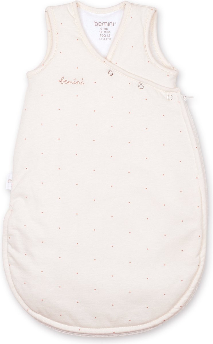BEMINI Babyslaapzak - MAGIC BAG 0-1m - TOG 0.5 - Zomerjersey - Dots ecru
